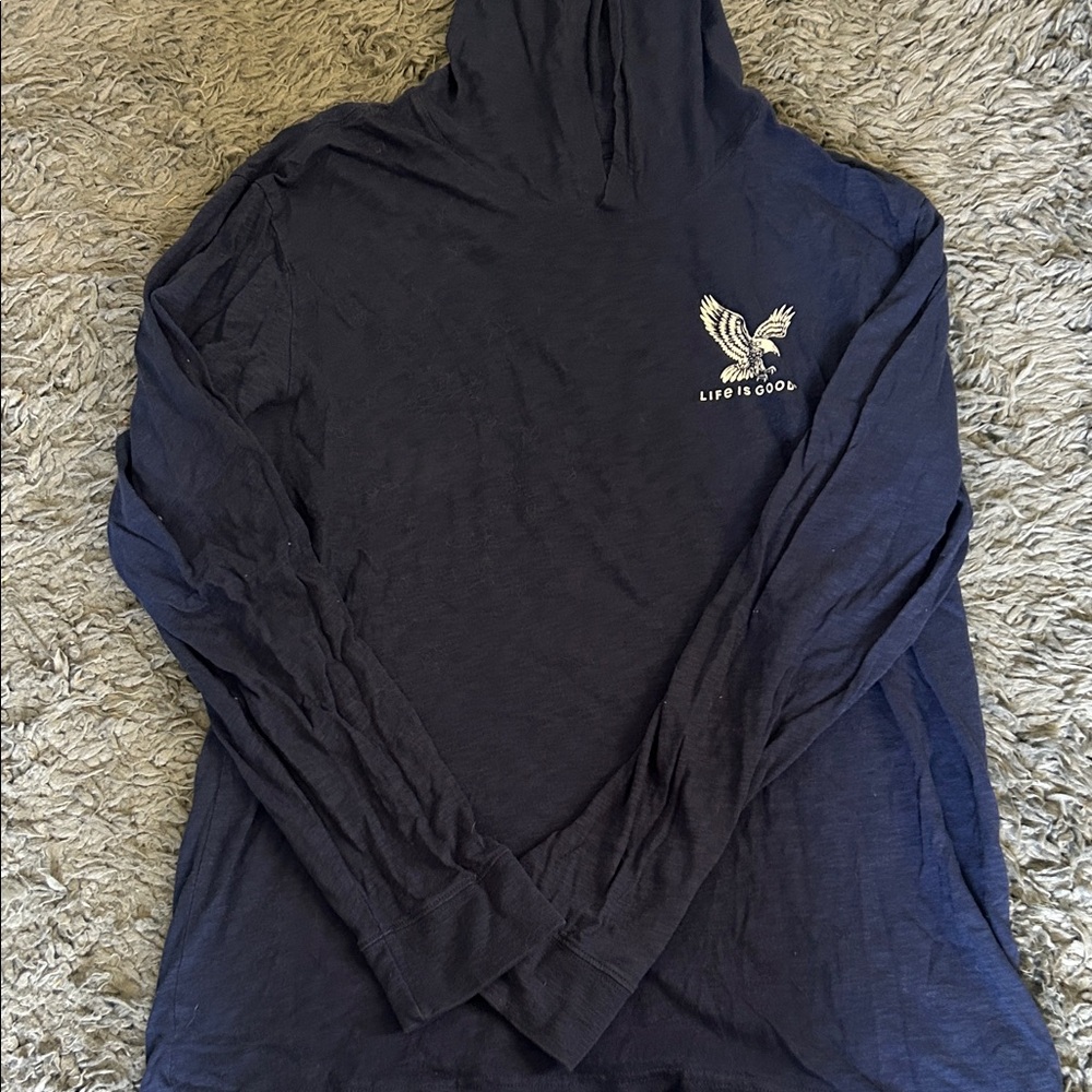 Life Is Good Dark Blue Hoodie with Eagle Design